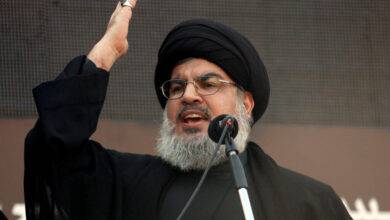 File Photo: Lebanon's Hezbollah Leader Sayyed Hassan Nasrallah Addresses His Supporters During A Religious Procession To Mark Ashura In Beirut's Suburbs