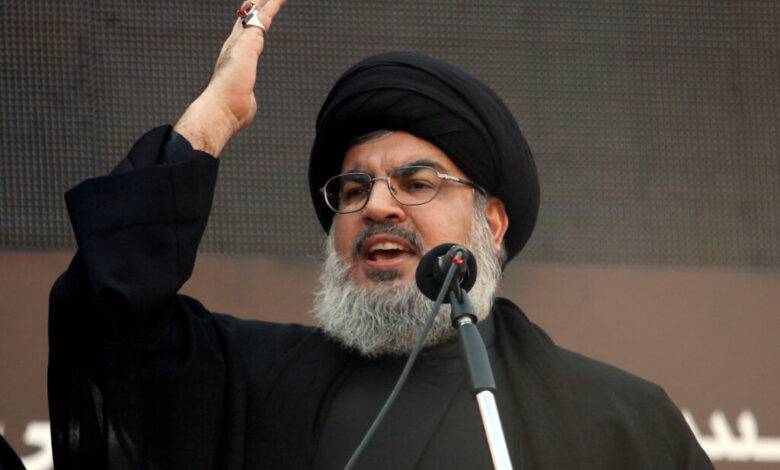 File Photo: Lebanon's Hezbollah Leader Sayyed Hassan Nasrallah Addresses His Supporters During A Religious Procession To Mark Ashura In Beirut's Suburbs